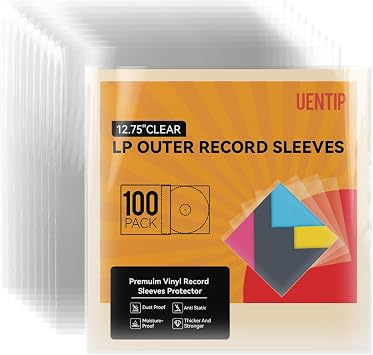 100-Pack Gatefold Vinyl Outer Sleeves-12.75" Record Sleeves Outer-Clear Professional Vinyl Record Storage Protector for Single & Double LP Album Covers Outer Sleeves