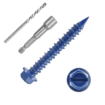 #12x1-3/4 Blue Slotted Hex Washer Concrete Screws 30pcs HS/ZGLS-09