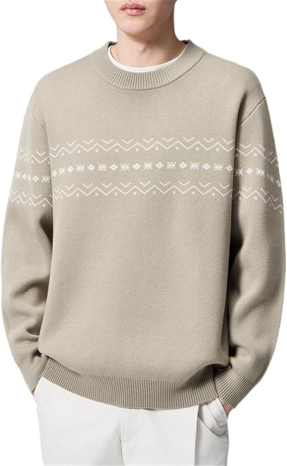 American Men's Knitted Round Neck Sweater