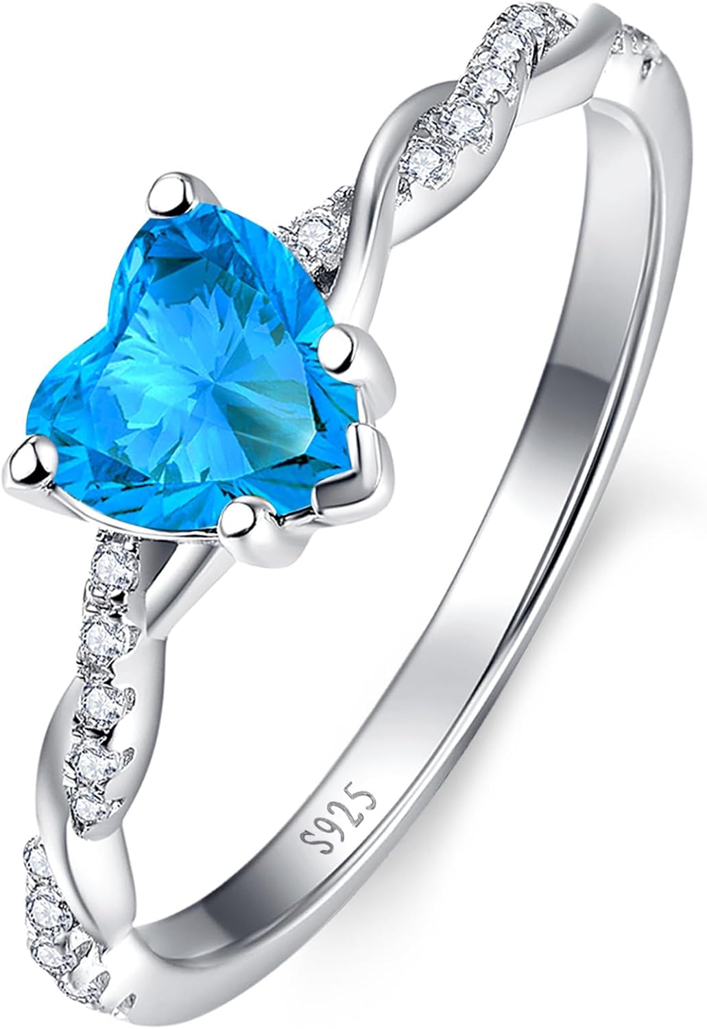 Yaresul 1.25ct Womens Heart Promise Ring, 925 Sterling Silver Heart Cut Created Emerald/Sapphire/Amethyst/Ruby/Cubic Zirconia/Opal Twisted Vine Engagement Ring for Women Size 5-10