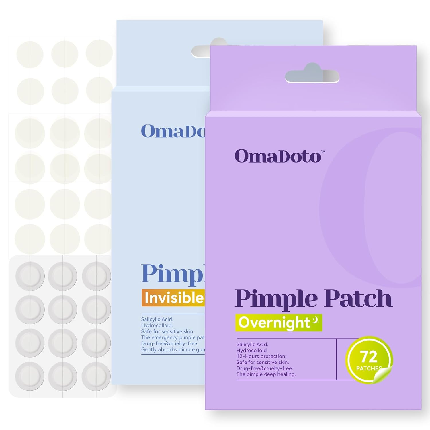 Day & Night Invisible Pimple Patches - (10mm & 12mm | 144 Count | 12 Sheets) - 2-in-1 Hydrocolloid Blemish Cover with Salicylic Acid, Absorbent & Protective Zit Stickers for Face