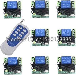 Mini Size DC 12V 1CH 1 CH 10A RF Wireless Remote Control Light Switch System, Receiver Module Transmitter 315/433Mhz - (Color: 1TX 8RX, Size: 433Mhz)