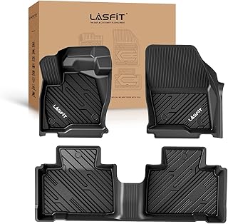 LASFIT Floor Mats Fit for 2015-2024 Ford Edge, Custom Fit TPE All Weather Floor Liners 1st & 2nd Row Car Mats, Black