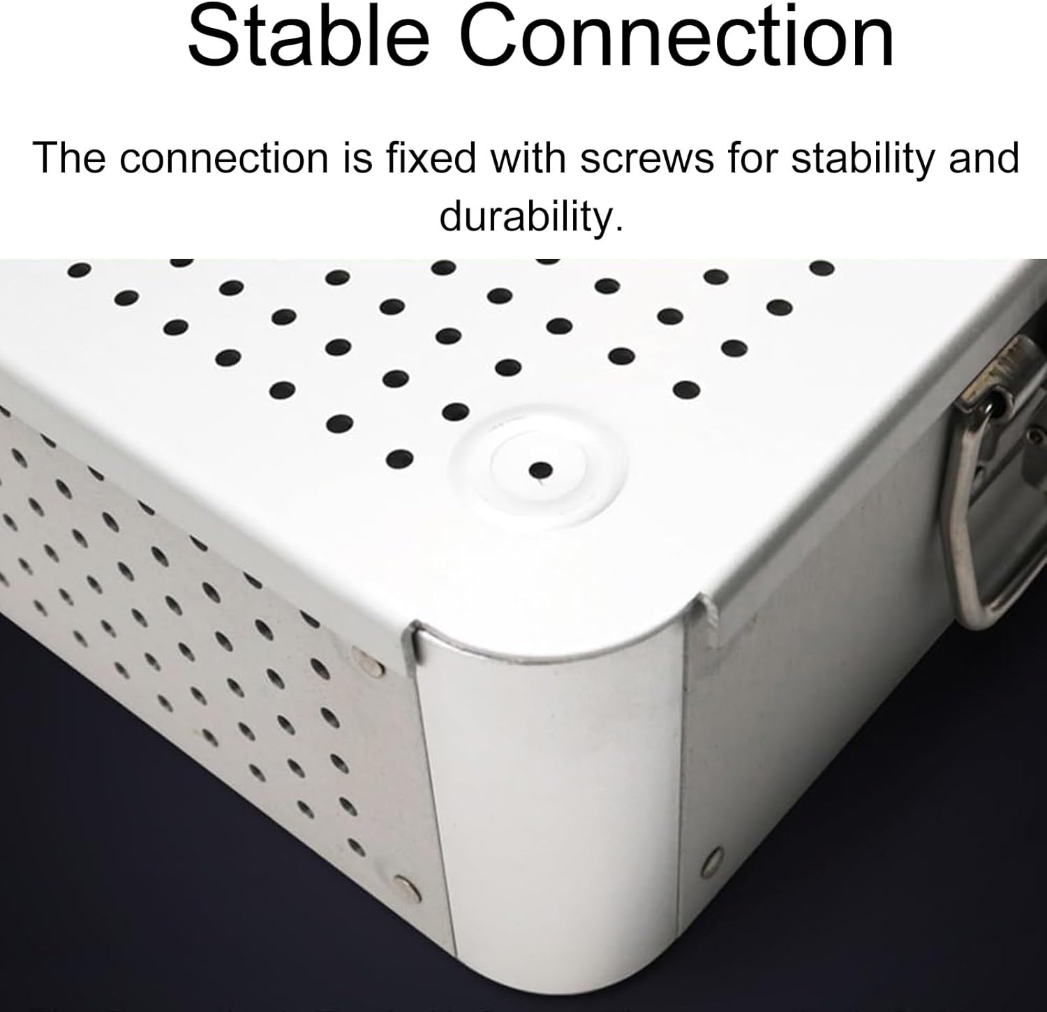 Aluminum Alloy Surgical Instrument Sterilization Box With Silicone Pad, Medical Tray, High Temperature And Pressure Resistance(White)