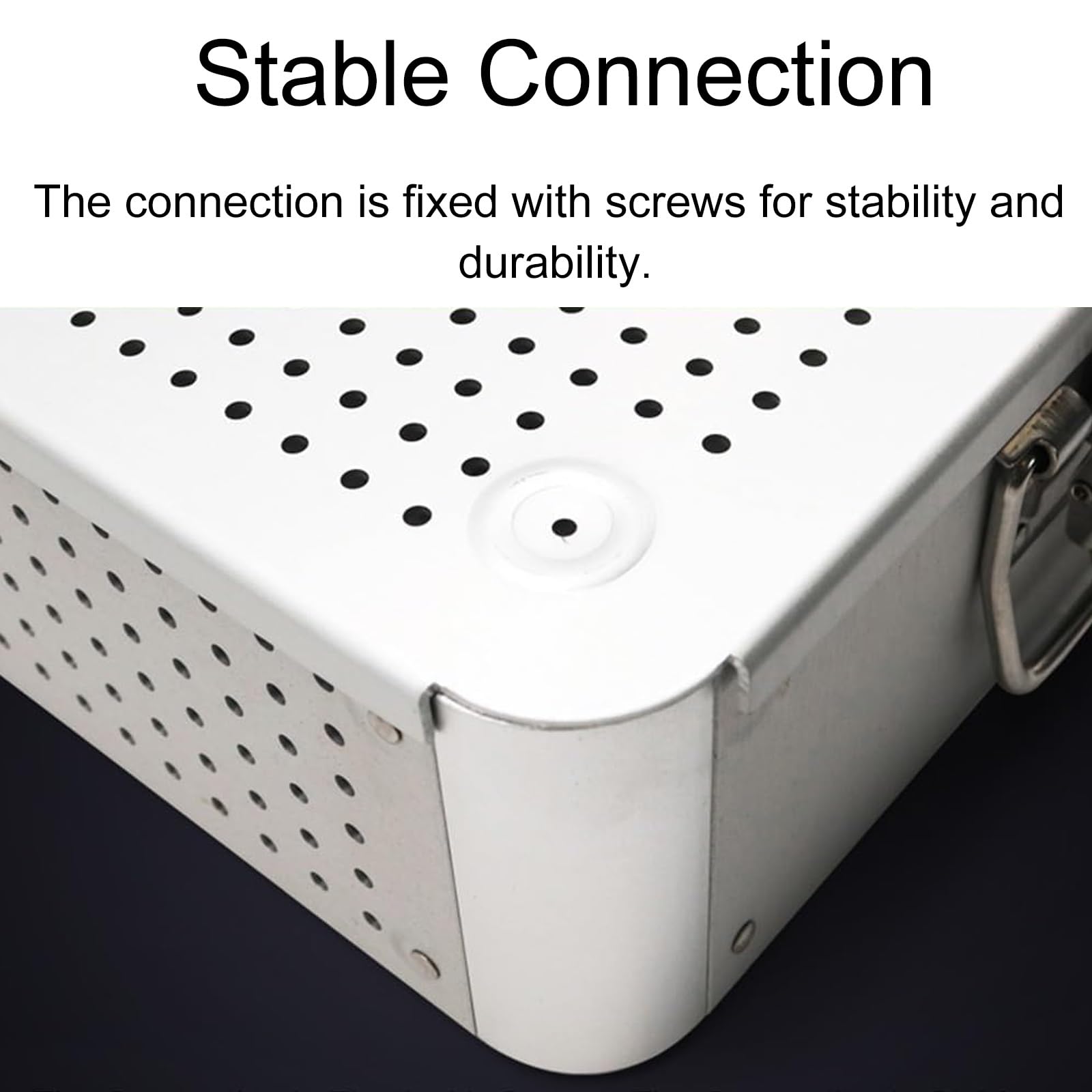 Caja de Esterilización de Aluminio con Mata de Silicona y Tapa Cerradura, 42,4 cm L × 26 cm A × 8,9 cm H, Caja de esterilización Liviana para Equipos quirúrgicos móviles(White)