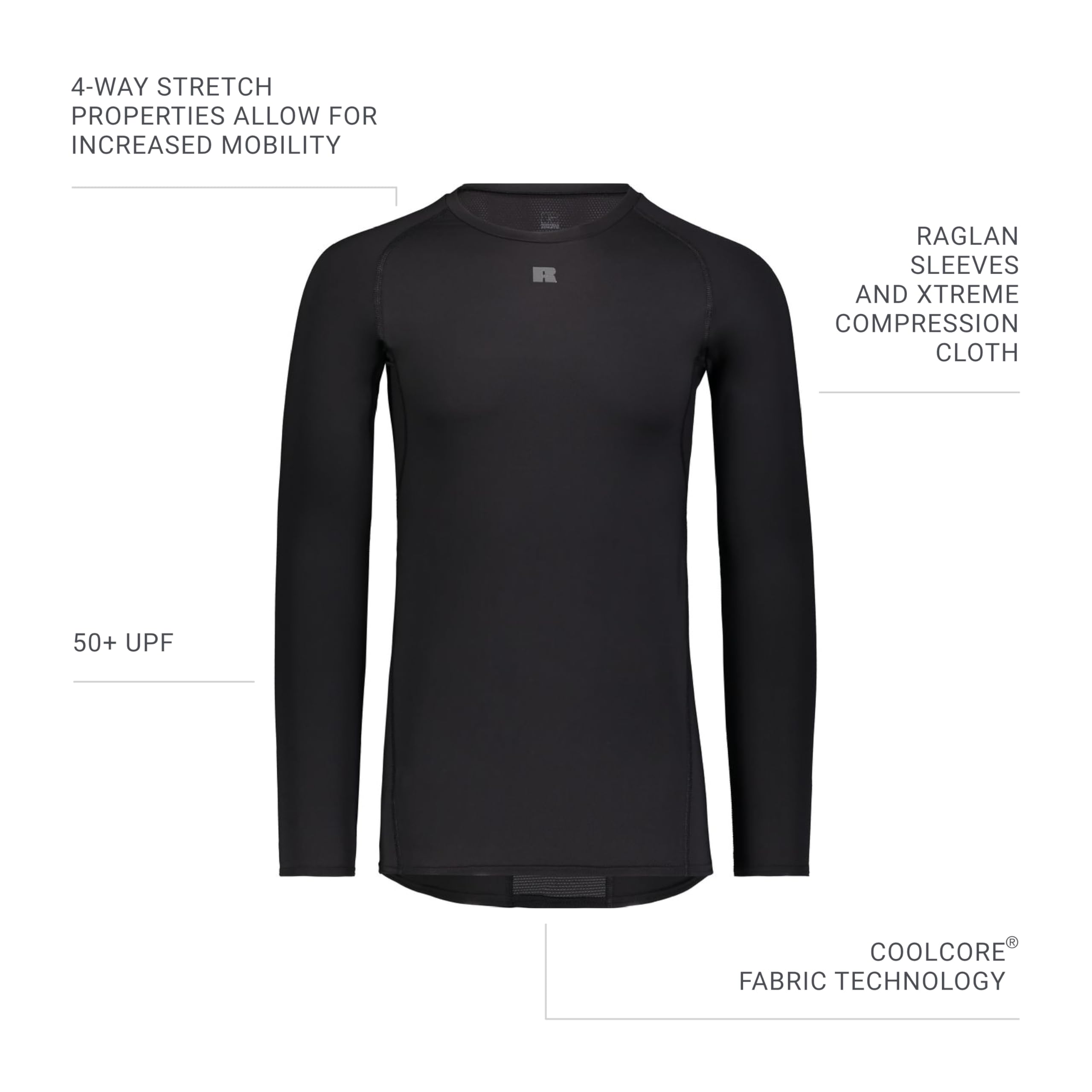 Russell Athletic Coolcore-Maglietta A Maniche Lunghe A Compressione Camicia Uomo