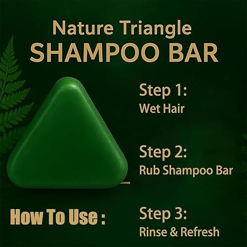 Miniatura 7 de Seoulglow - Jabón para el crecimiento del cabello con hojas de ciprés, barra de champú Nature Triangle con hierba Usman, champú sólido de hierbas