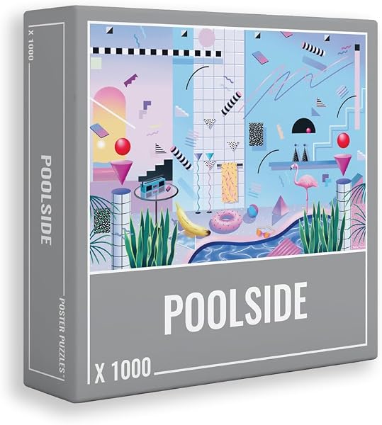 Cloudberries Poolside Puzzle: Premium 1000-teiliges Puzzle für Erwachsene mit coolem Retro-Design eines Schwimmbads aus den 1980er Jahren, Urlaubs Puzzle, Sommer Puzzle, Puzzle 1000 Teile - 1