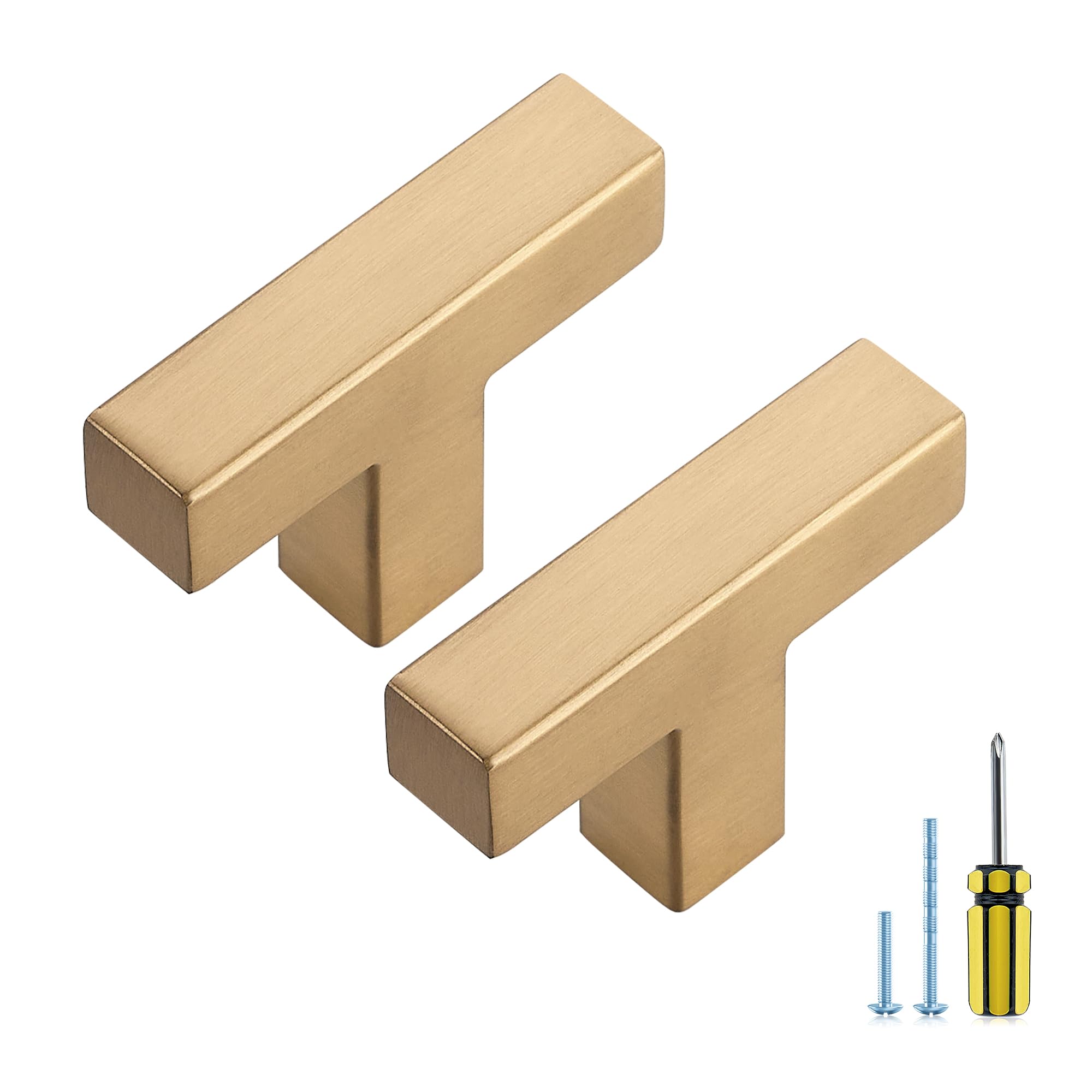 Ravinte Champagne Bronze Square Pulls Cabinet Handles,Single Hole,5 Pack