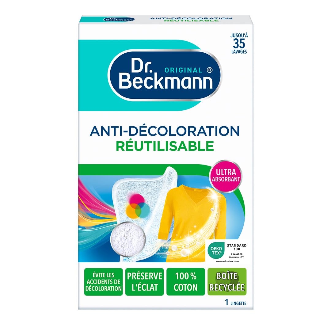 Dr. Beckmann - Lingette Anti-Décoloration Réutilisable - Maintien de l'Éclat des Couleurs - Fibre 100% Coton - Jusqu'à 30 Lavages - Lot de 12