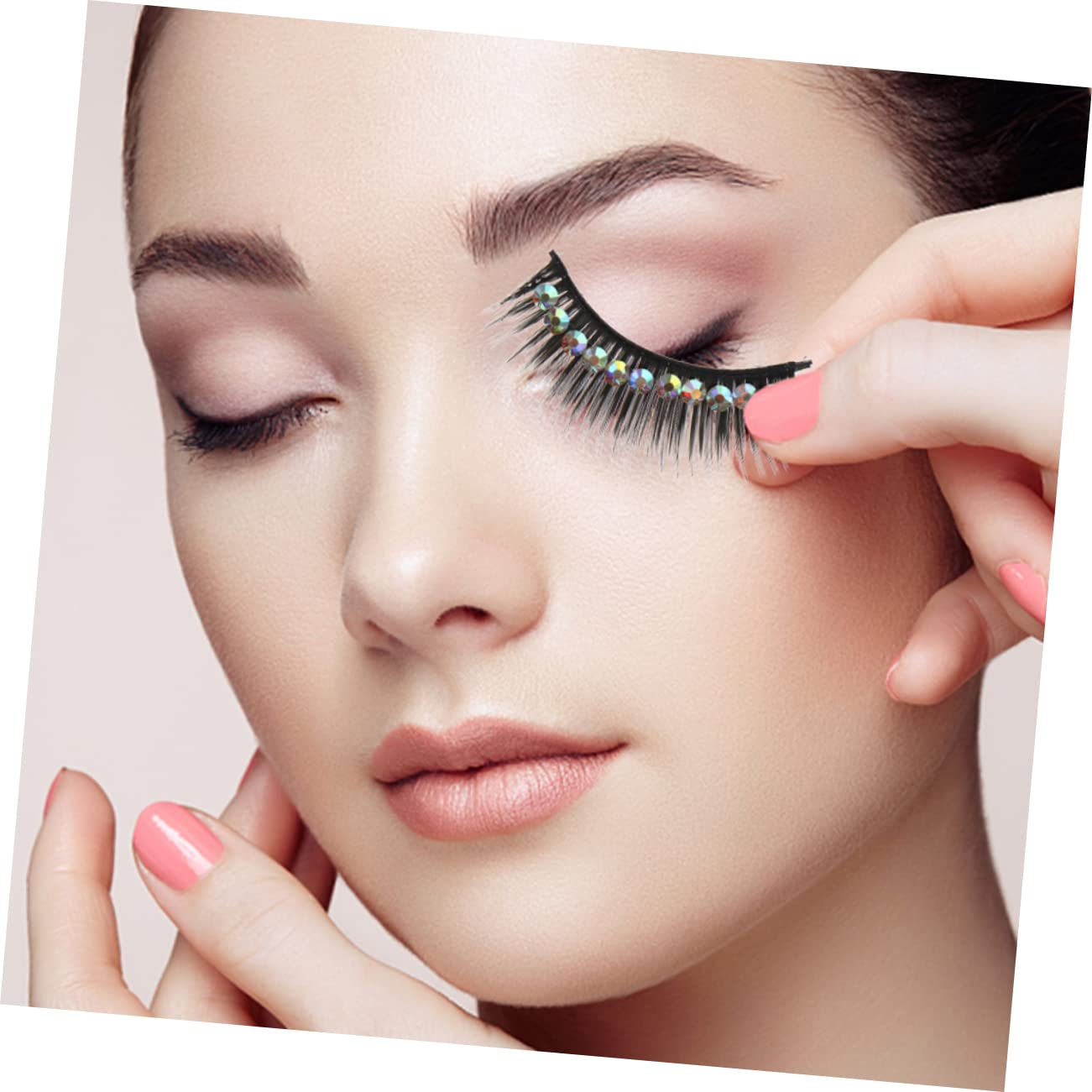 LALAFINA Wimpern Strass 50 Paar Diamant-falsche Wimpern Farbige Strasssteine Künstliche Wimpern Natürliche Falsche Wimpern Natürlicher Look Falsche Wimpernverlängerungen Hallow Comics Chemiefaser