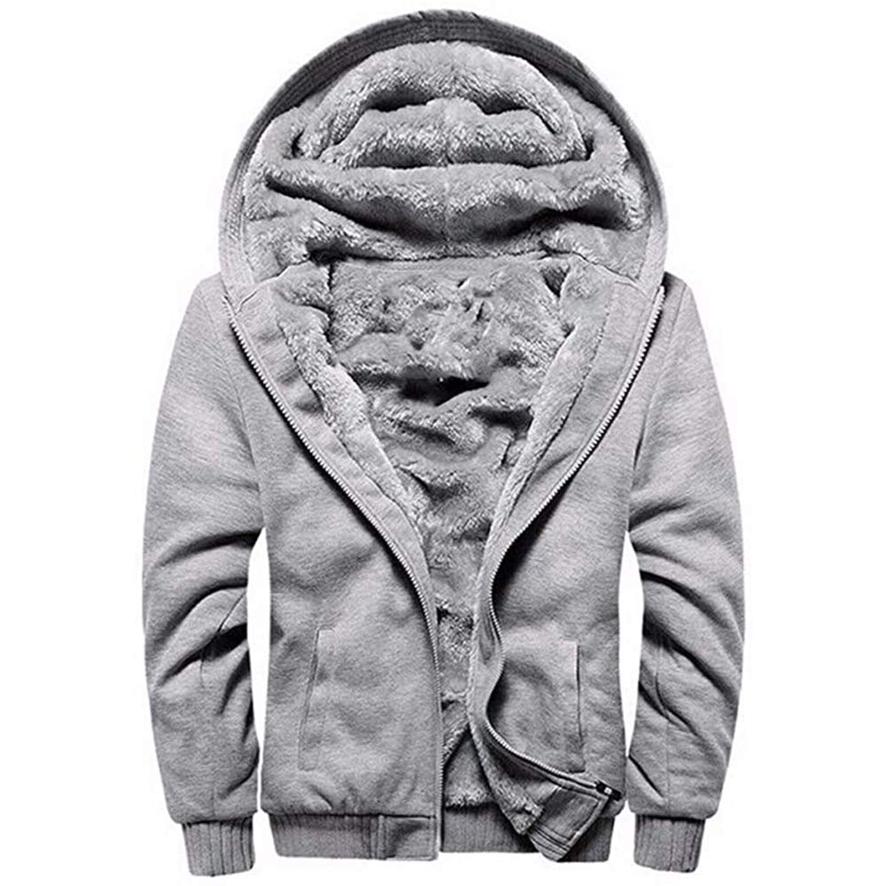 LBL - Felpa con cappuccio da uomo, in pile, con cerniera intera, a quadri, invernale, spessa, con tasche, Nero , L