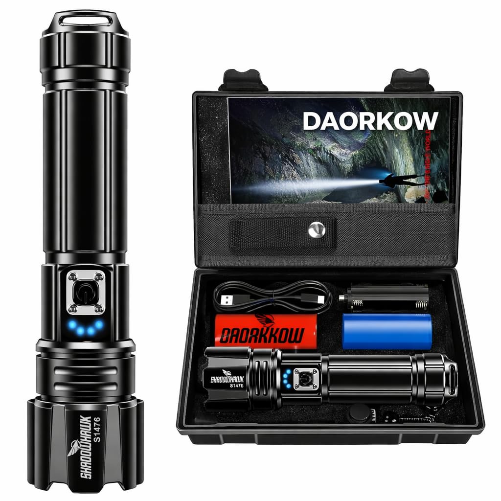 DAORKOW Flashlight LED Torch – 20,000 Lumens XHP70.2 Handheld Rechargeable Tactical Torch, USB Charging, Waterproof, Portable Light for Trekking, Hunting & Emergencies-image-29