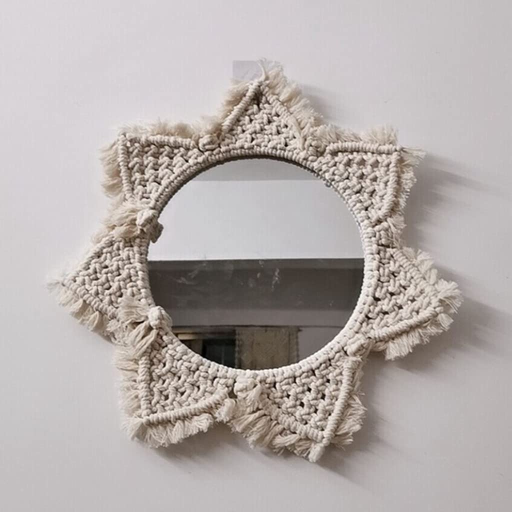 Macramé a specchio decorazione murale conciso occidentale a maglia macramè ornamenti da appendere per il soggiorno decorazione moderna da parete