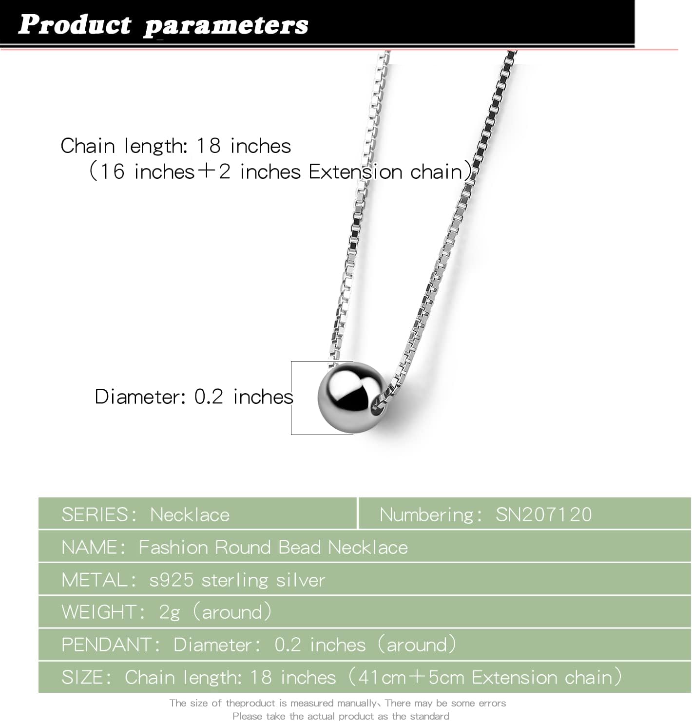 Dankadi Classic Sterling Silver Ball Necklace For Women Fashion Bead Pendant Choker Solid 925 Silver Chain 16 "+2 "Adjustable Fine Jewelry Gift - Image 2