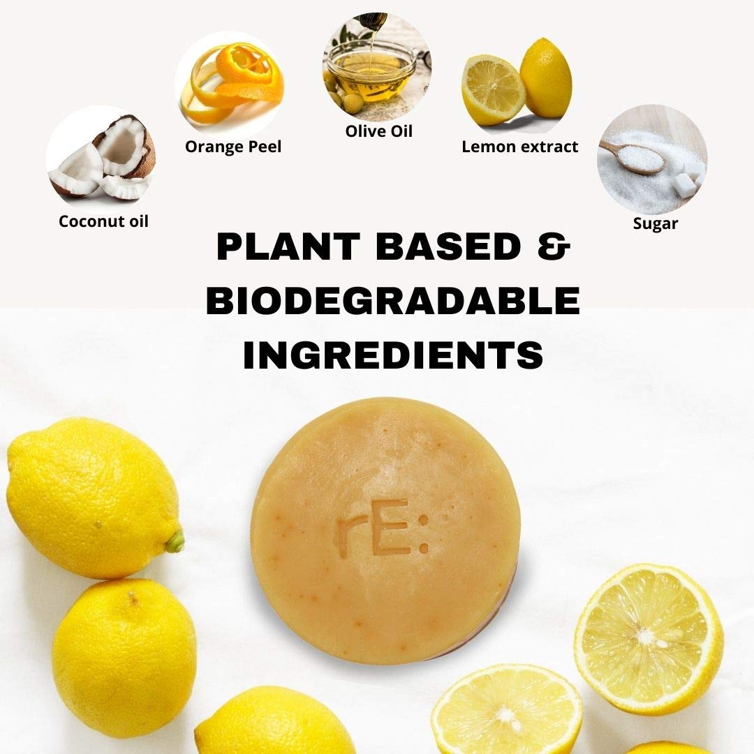 RE: Saponetta ecologica per lavare i piatti con supporto in luffa, senza olio di palma, senza rifiuti, senza plastica, senza coloranti e profumi artificiali e profumo di agrumi (1 pezzo, agrumi)