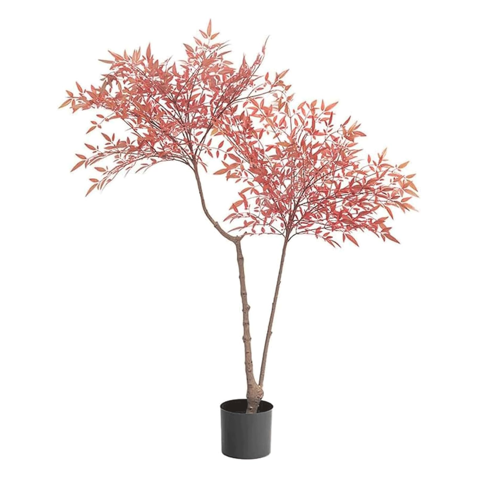 HCZKIUJY Floor Standing Fake Tree Potted Plant Artificial Trees Artificial Red Nandina Faux Plant 140cm Fake Tree Perfect Decoration