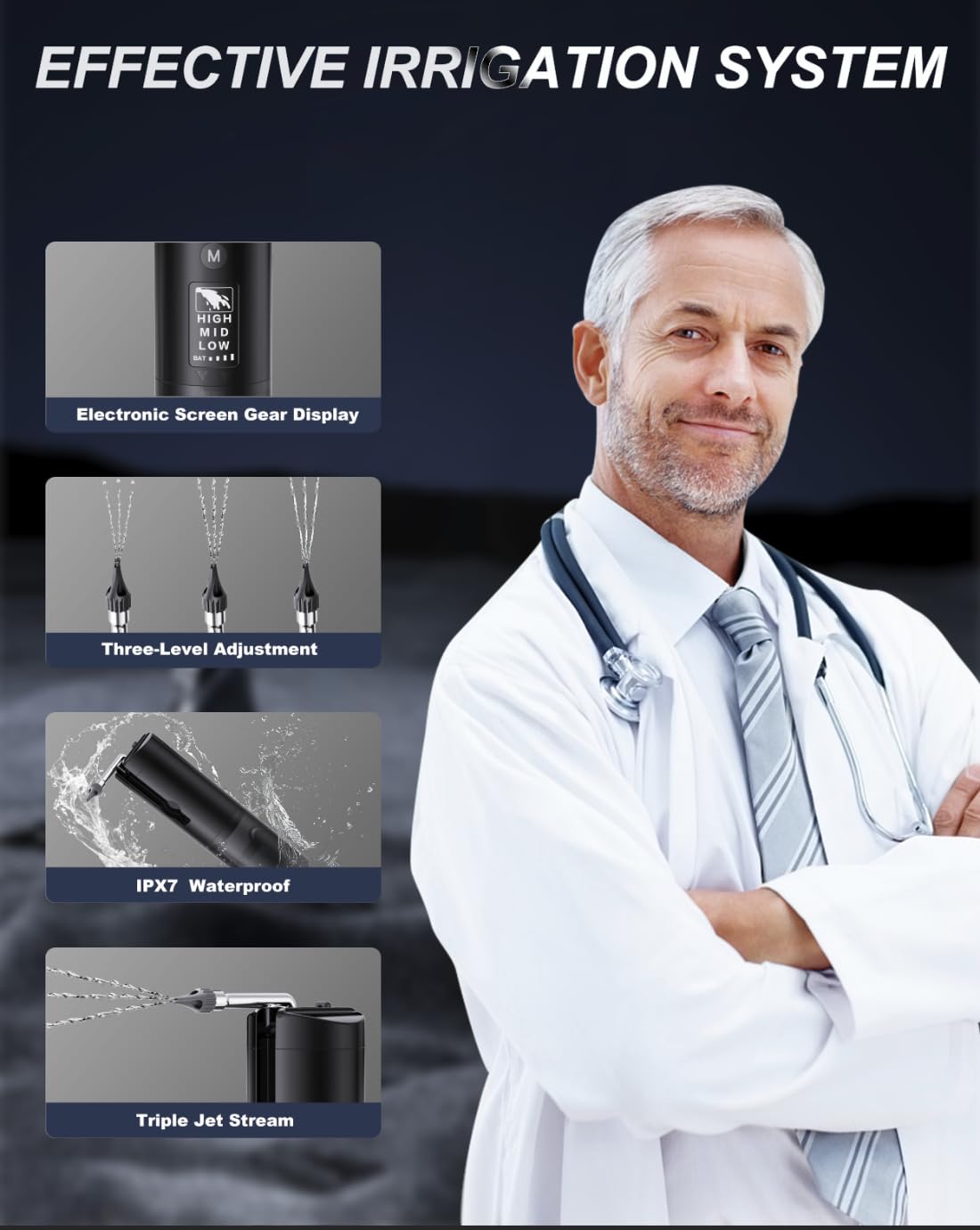 Ear Wax Removal Kit, Waterproof Ear Cleaning Tool with 6 Reusable Replacement Tips, Rechargeable Electric Ear Irrigation Flushing System, Safe and Effective Water Earwax Cleaner Tool - IPX7