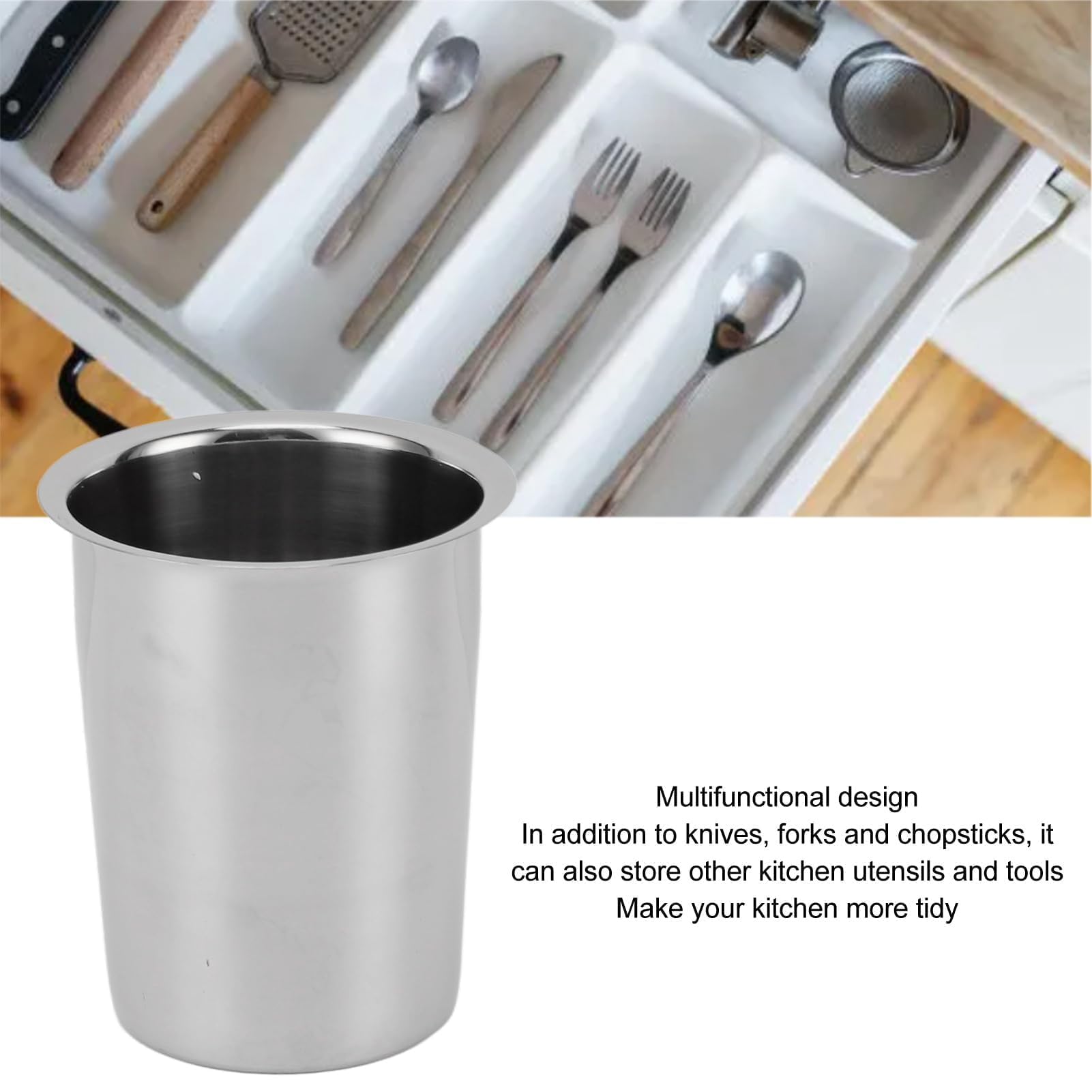 Lot de 3 porte-ustensiles de cuisine en acier inoxydable - Multifonction - Grande capacité - Organiseur d'ustensiles de cuisine pour comptoir