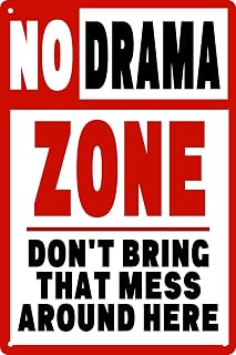 Cute Sign No Drama Mess Zone Warn Vintage Metal Tin Signs Easter Mother's Day Best Gifts for Friends Cafe Bar Pub Bedroom Room Decoration 8X12 in