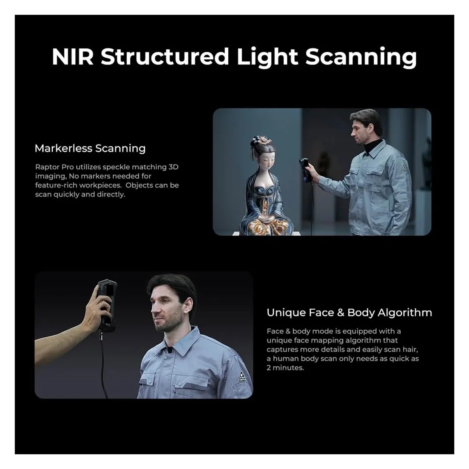 Escáner 3D Pro 22+7, línea azul/luz NIR, precisión de 0,02 mm, 60 FPS, seguimiento antivibración, escaneo a color 24 bits
