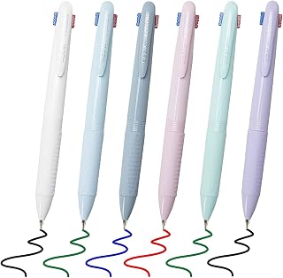 6 Pack Multicolor Ballpoint Pen, 0.5mm 4-in-1 Colored Ballpoint Gift Pens, 4-Color Retractable Fine Point Pens for Office School Supplies Students Kids Nurses