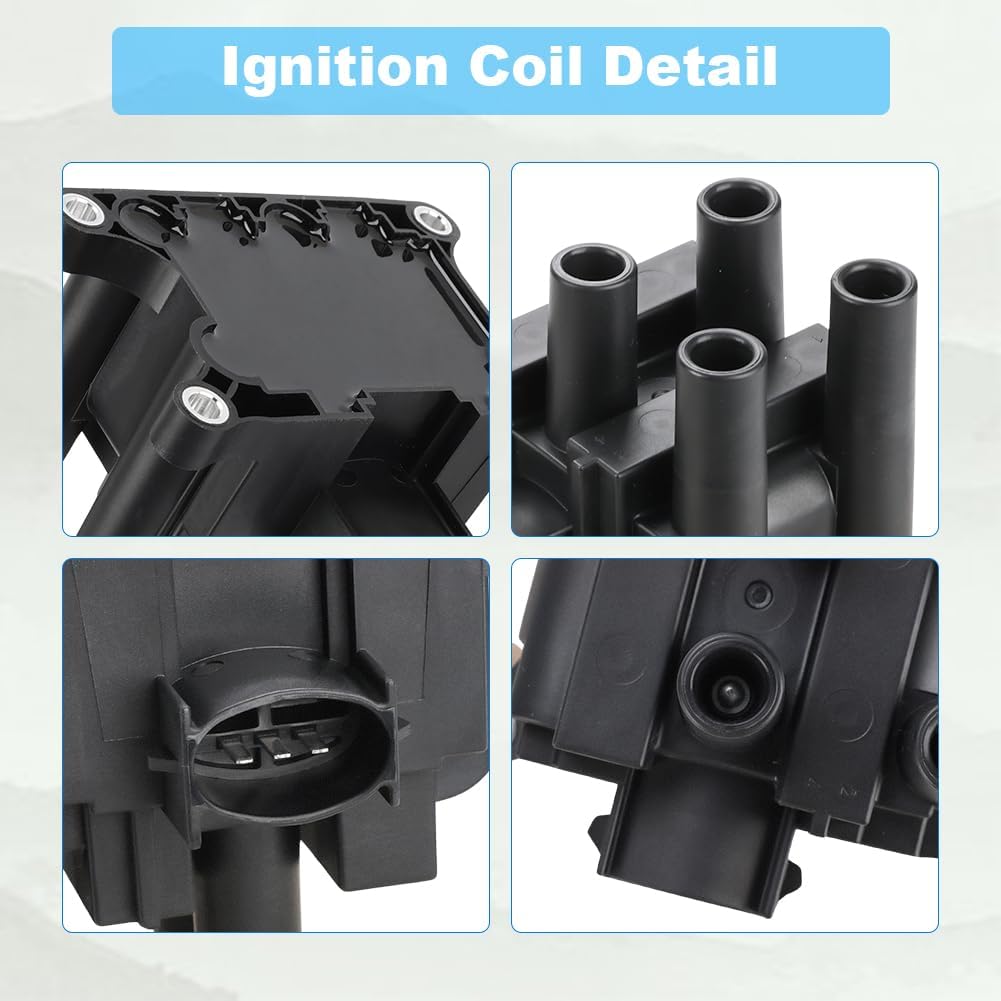 JDMON 1 Ignition Coil with 4 Spark Plugs and 4 Wires Compatible with Ford Contour, Escape, Focus, Mazda Tribute, Mercury Mystique 1999-2004 L4 2.0L Replacement for FD497 1067601 1075786 1119835