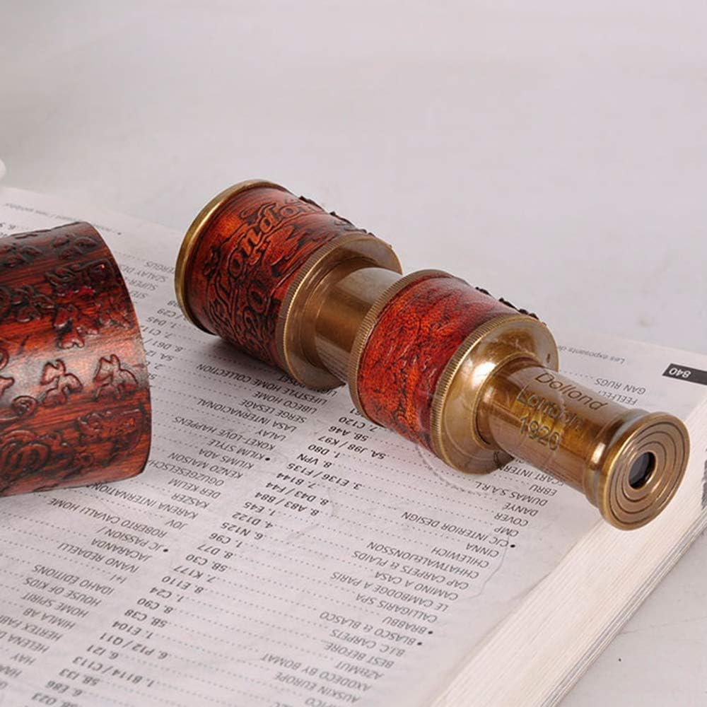 Telescope Retro Tele Monocular Retro Decorative Ornaments Pure Copper Telescopic Portable Tele Ornaments Suitable for High-End Gift Gifts Home Study Decorations Binoculars