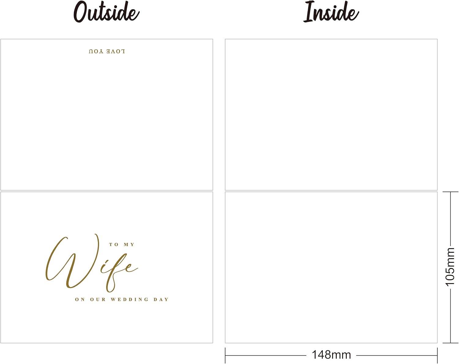 PartyGifts&beyond To My Husband on Our Wedding Day Card and To My Wife On Our Wedding Day Card, Wedding Letter Gift for Groom & Bride