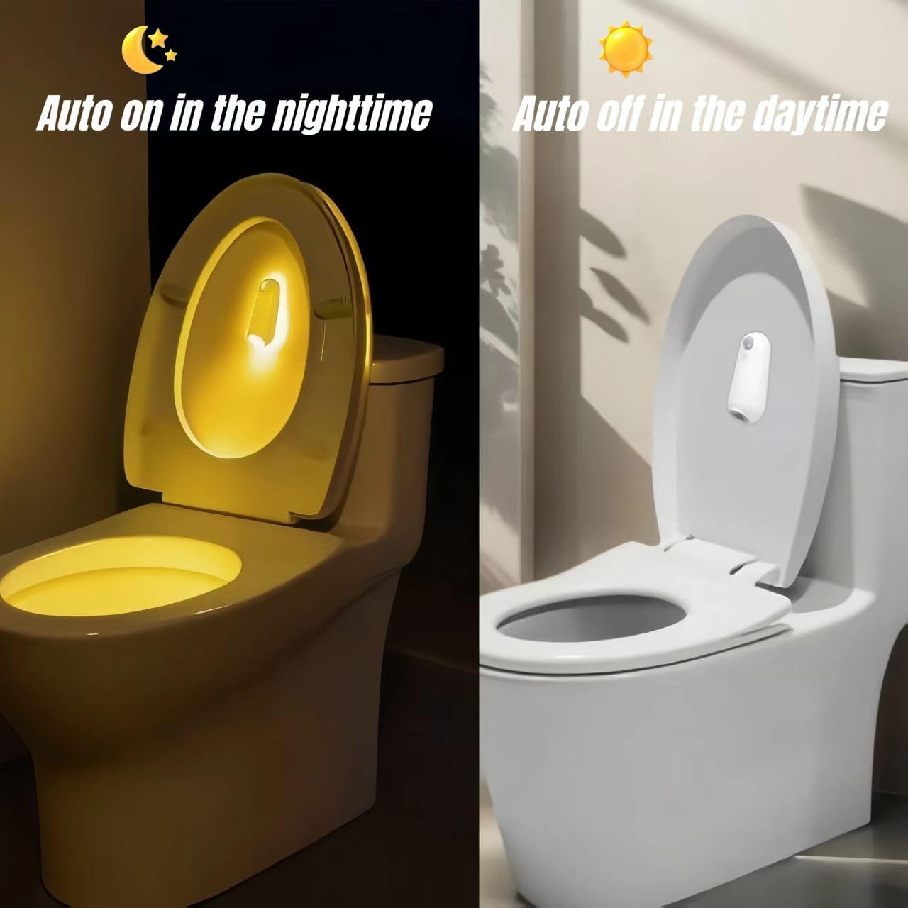 WC-Nachtlicht durch Bewegungsaktivierung, wiederaufladbares RGB-Bewegungsmelder-Licht für den Innenbereich, für Toilettenschüssel innen, Badezimmer, Treppen, Treppen, Flur, Schlafzimmer