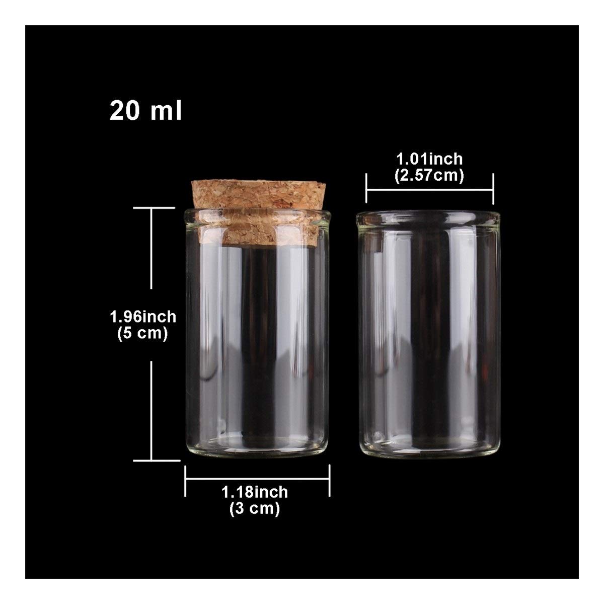 Xianglaa- tubos de ensayo para regalo, 24 piezas con el corcho del tapón de las botellas de especias, 20 ml de 30 * 50 mm Tubos de ensayo, tarros del envase Viales, botellas de cristal del arte de DIY