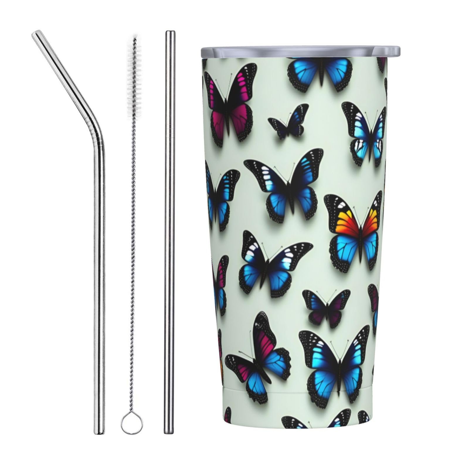 Ogniwo Butterfly And Cello Friendly Travel Mug,Stainless Steel Insulated Tumbler With Lid And Straw Gifts For Woman And Man