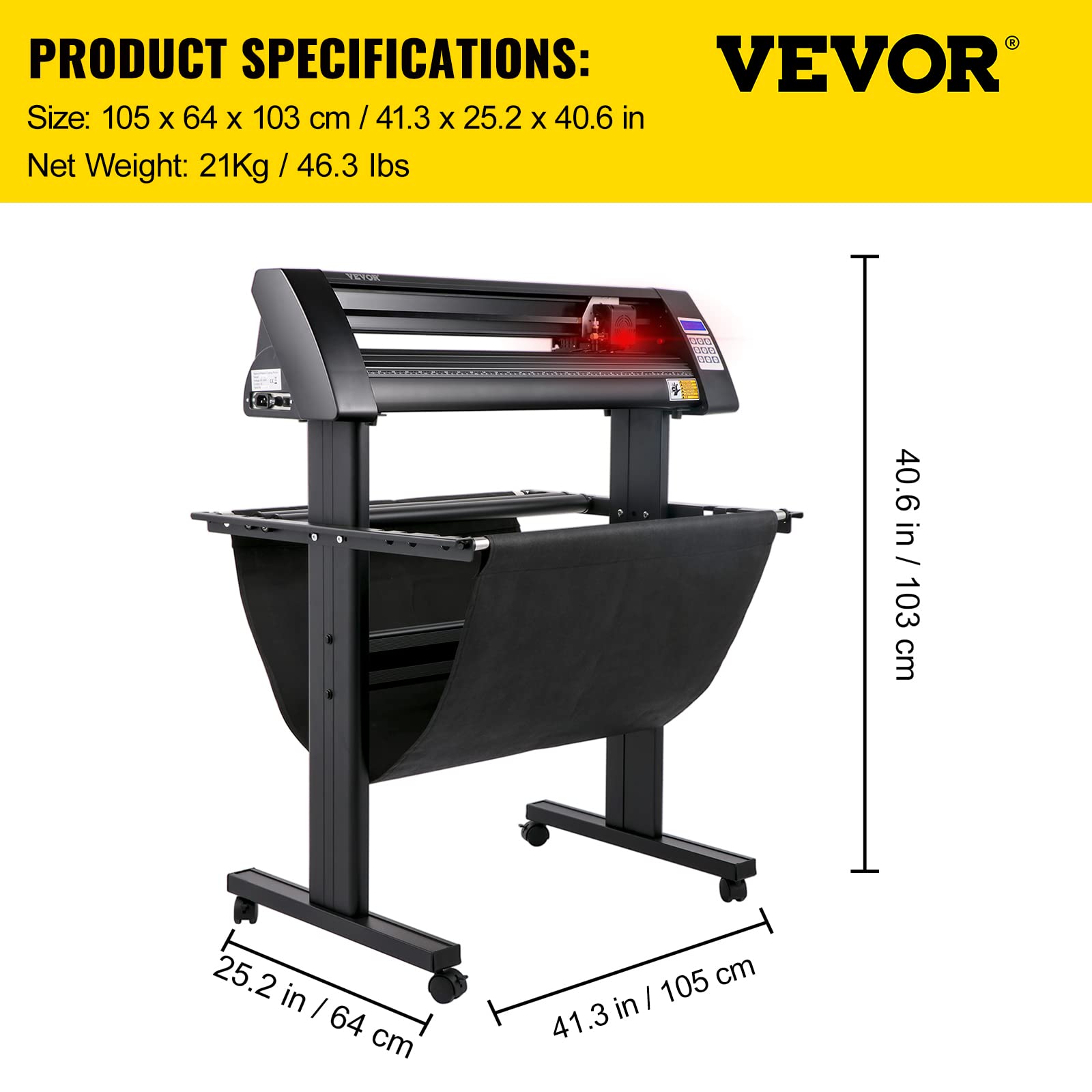 VEVOR Plotter da Taglio Vinile Semiautomatica con Luce Guida a LED, KH-870A 870 mm 95 W Taglierina per Plotter Vinile Signmaster per Adesivi per Auto, Segnali Stradali, Palloncini, Caschi, ecc.