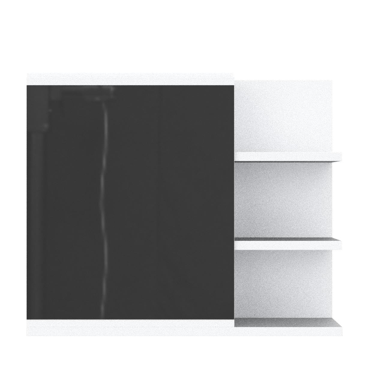 kleankin Armario de Baño con Espejo Armario con Espejo para Baño con 3 Estantes Abiertos y 1 Estante Interior Estilo Moderno 60x18x50 cm Blanco