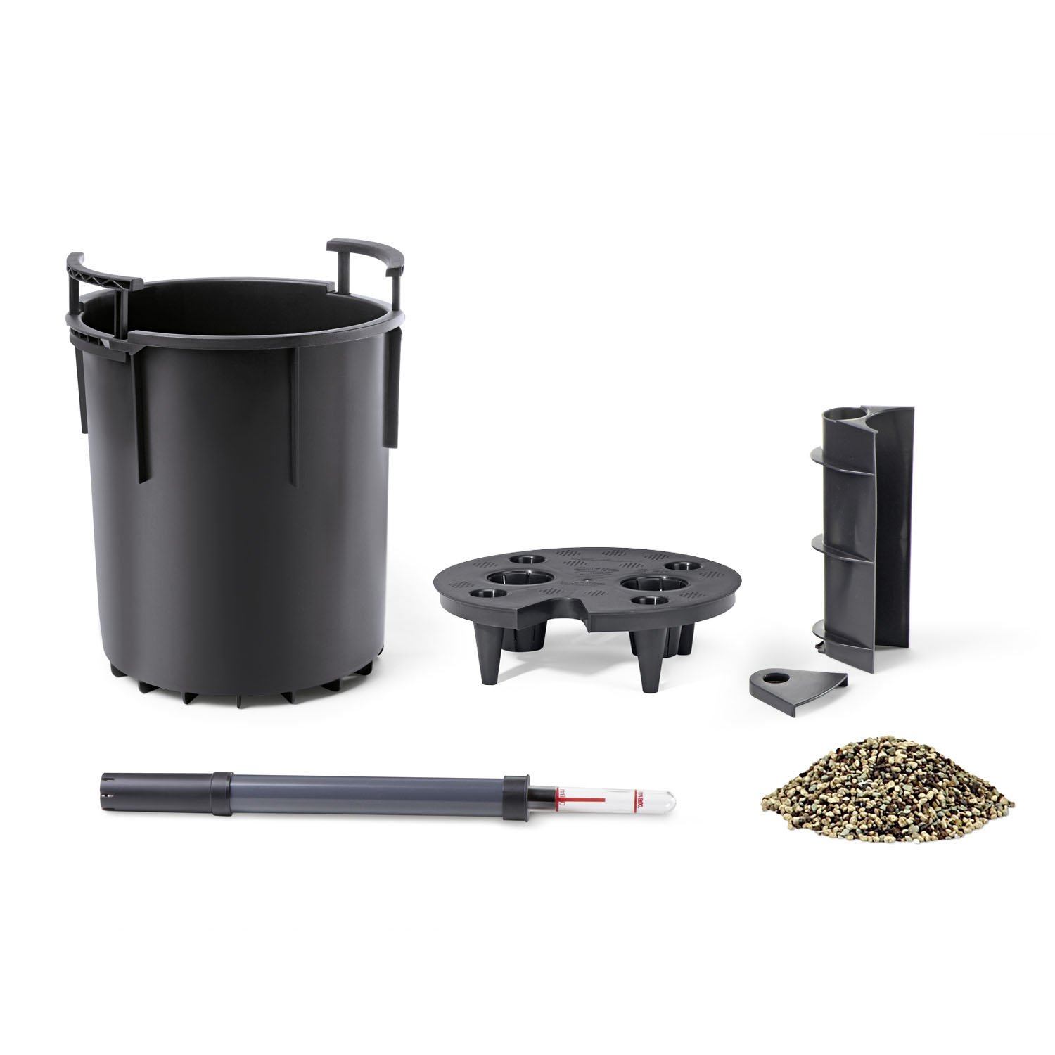 Lechuza Cilindro Cottage 32 Jardinière à réserve d'eau avec système d'arrosage Noir