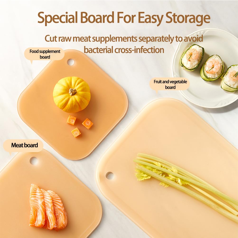 Kunststoff-Schneidebretter, Set mit 3 Schneidebrettern für die Küche, BPA-frei, Hacken von Fleisch, Gemüse, Obst, einfacher Griff, rutschfest und spülmaschinenfest, beidseitig erhältlich, grün