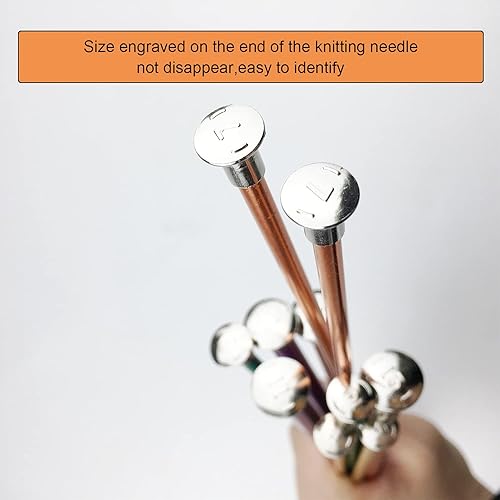 Miniatura 10 de Mdoker Agujas de tejer de aluminio de 13.8 pulgadas, de color, rectas, de un solo punto, para proyectos de tejer, talla 13 de EE. UU. (0.354 in)