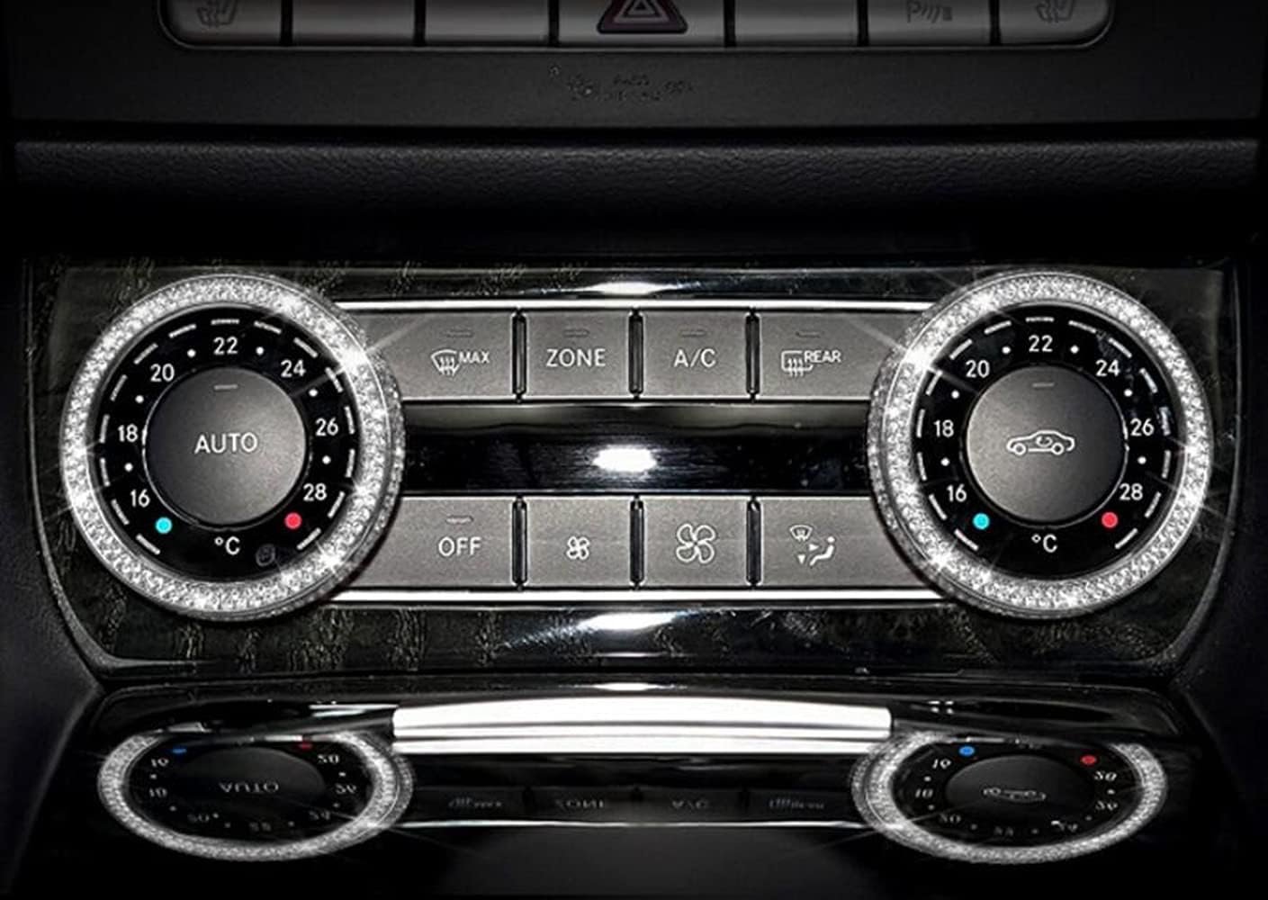 Car Inner Fitting Trim Decals Interior Bling Accessories fit for Mercedes Benz C250 GLK 300 GL 400 ML 400 2008-2015 (Silver, Air Conditioning Control knob Ring 2pcs)