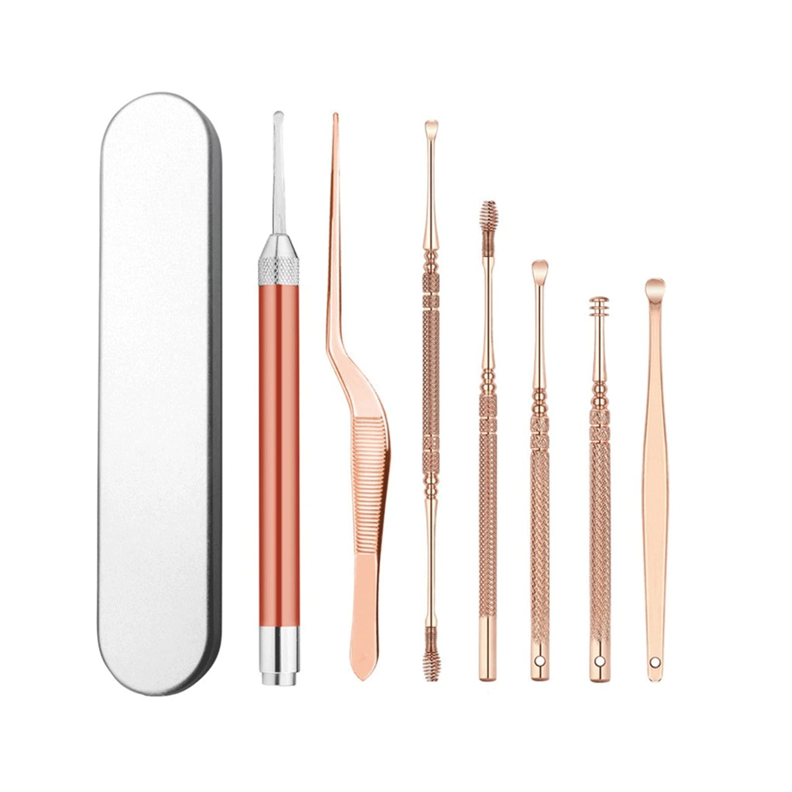 Prodotti per la rimozione del cerume Raccoglitori di cerume per Orecchie a LED Earpick in Acciaio Inossidabile Curette Detergente per prelie