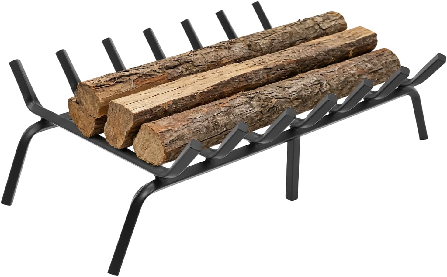 Fireplace Grate, 24 Inch Firewood Log Holder Rack, Heavy Duty Fireplace Log Holder, Fire Wood Stove Grates for Indoor Outdoor Camping Fireplace Accessories Tools(Black)