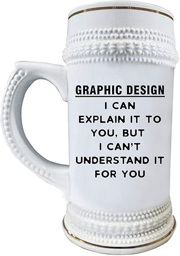 Gifts for Graphic Designer Artist Beer Stein Mug 22oz Ceramic Drinkware - Traditional Digital Illustrator 2D 3D Fine Art Student Multimedia Funny