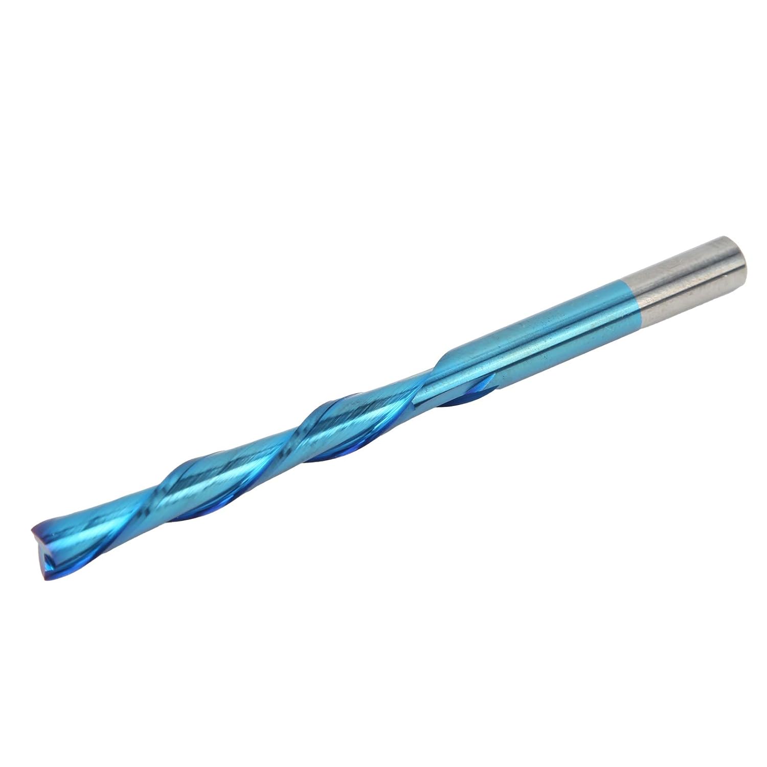 2 - Flute Milling Cutter, Tungsten Steel Blue - Plated Left - Handed Router Bit with 6mm Shank for Wood Plastic PCB, 6 x 6 x 42 x 85mm Cutting Tool for Engraving and 3D