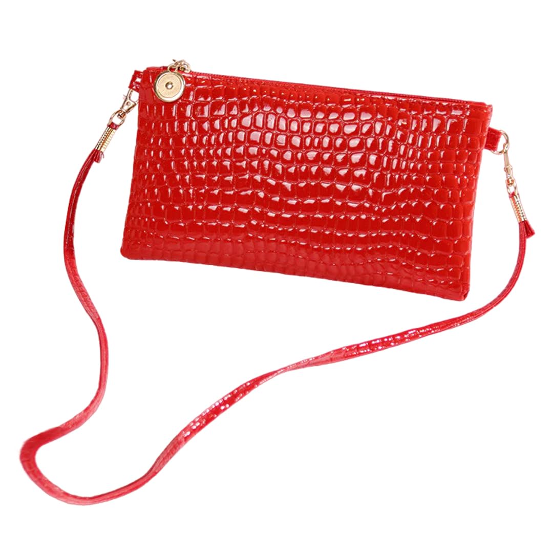 SYGA Women Bag Hand-Held Shoulder Crossbody Bag Crocodile Pattern Small Square Leather Bag (Red) (B0CR3XGT5L) Amazon Price History, Amazon Price Tracker