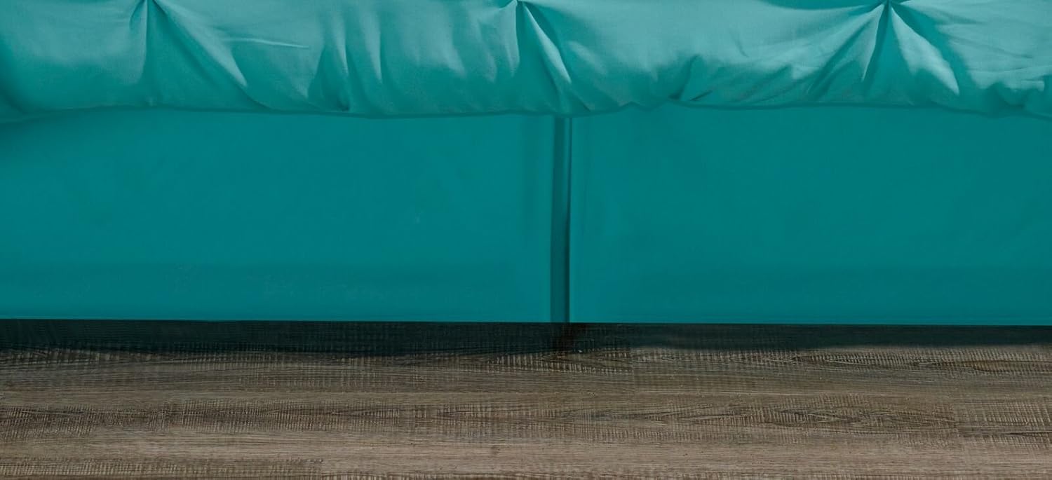 Royal Hotel Bedding Oxford Decorative Pinch Pleat Comforter Set, 4 Pieces, Hypoallergenic Comforter, Down Alternative Fill, Full, Aqua