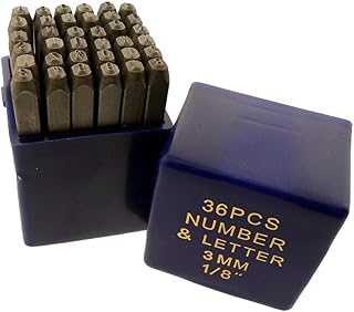 BENCH WIZARD 36 Pc Number and Letter Punch Set | 1/8 Inch (3MM) | Heat-Treated Carbon Steel Punches for Imprinting and Arts and Crafts | Great for Metal, Plastic, Wood, Leather Stamping