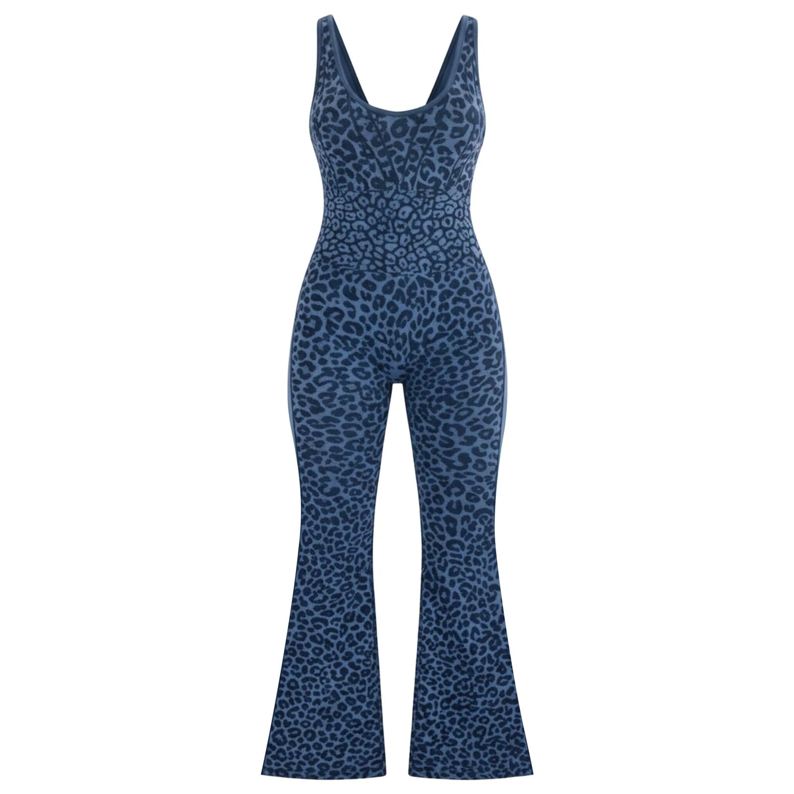 Générique Combinaison yoga sans coutures imprimé léopard dos nu pour femme fitness,Sans coutures · Imprimé léopard · Dos nu à pois · Fitness & détente