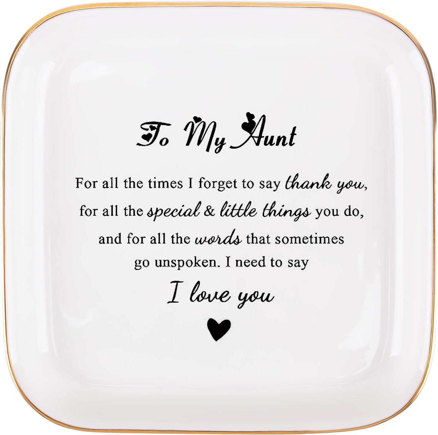 Aunt Gifts from Niece Nephew - Gifts for Aunt Jewelry Dish Appreciation Best Auntie Christmas Birthday Gift for Aunts Auntie Mothers Day Ceramic Ring Holder Tray