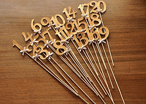 Amazon.com: Table Numbers on Sticks. Glitter Number Centerpiece ...