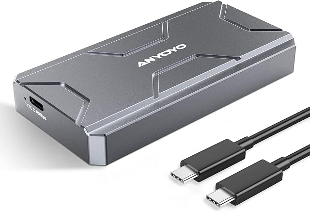 ANYOYO 40Gbps M.2 Enclosure, NVMe SSD Enclosure PCIe NVMe to USB C SSD Enclosure, Aluminum NVMe Enclosure Compatible USB 4/3.2/3.1/3.0/2.0 for M&B+M-Key SSD Size 2280