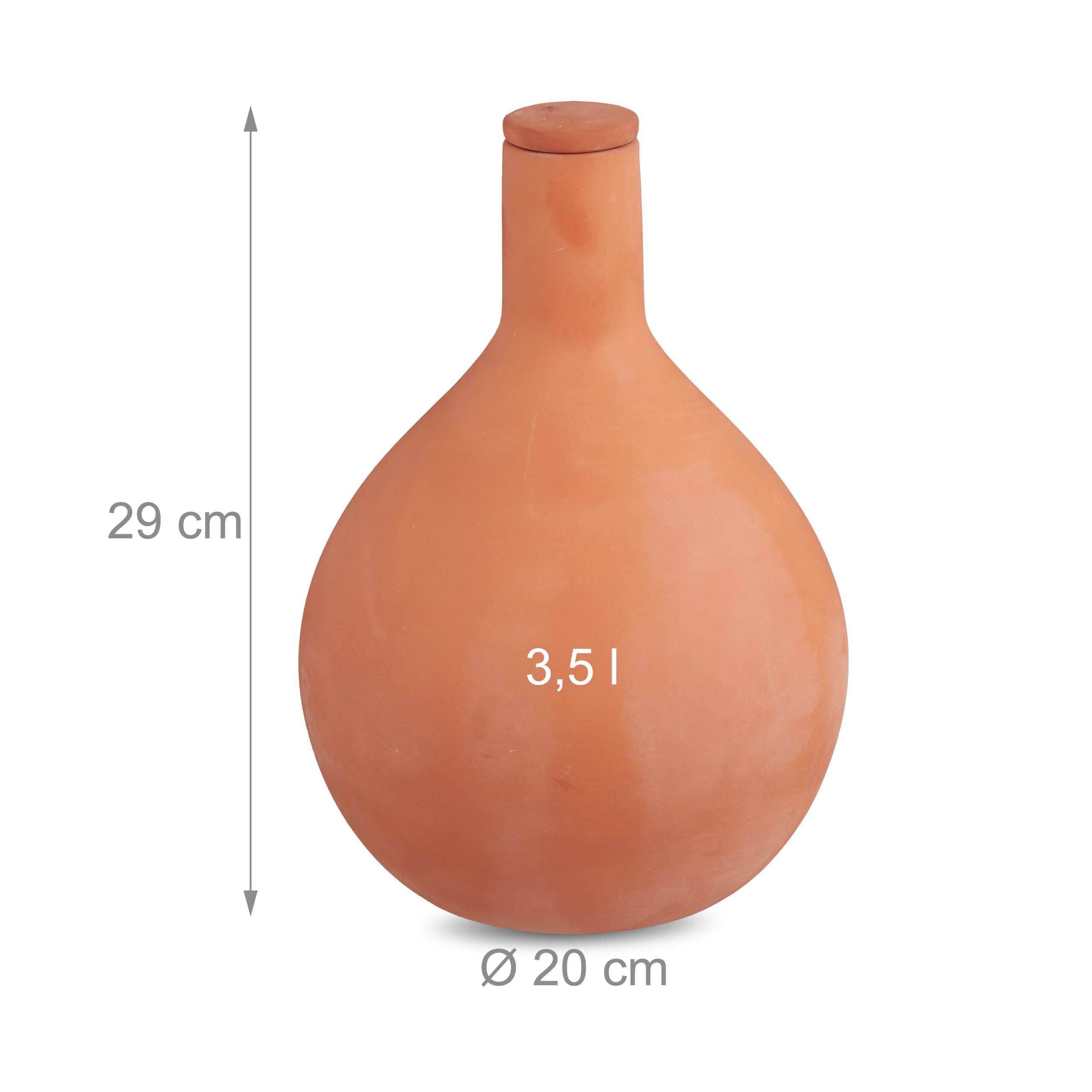 Relaxdays Olla, 3,5 l, glina, nawadnianie blisko korzeni, podwyższona grządka i szklarnia, mniejsze straty wody, gliniane naczynie, terakota
